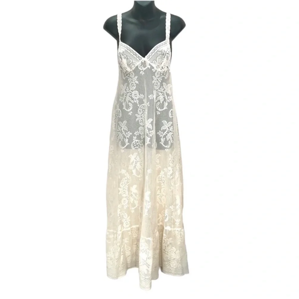 ⭐️ Vintage 1950’s Vassarette Lace Paisley & Floral Nightgown and Overcoat Set - Picture 5 of 12